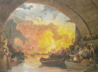 The Great Fire of London, 1799, engraved by J.C. Stadler by Philippe Jacques de Loutherbourg